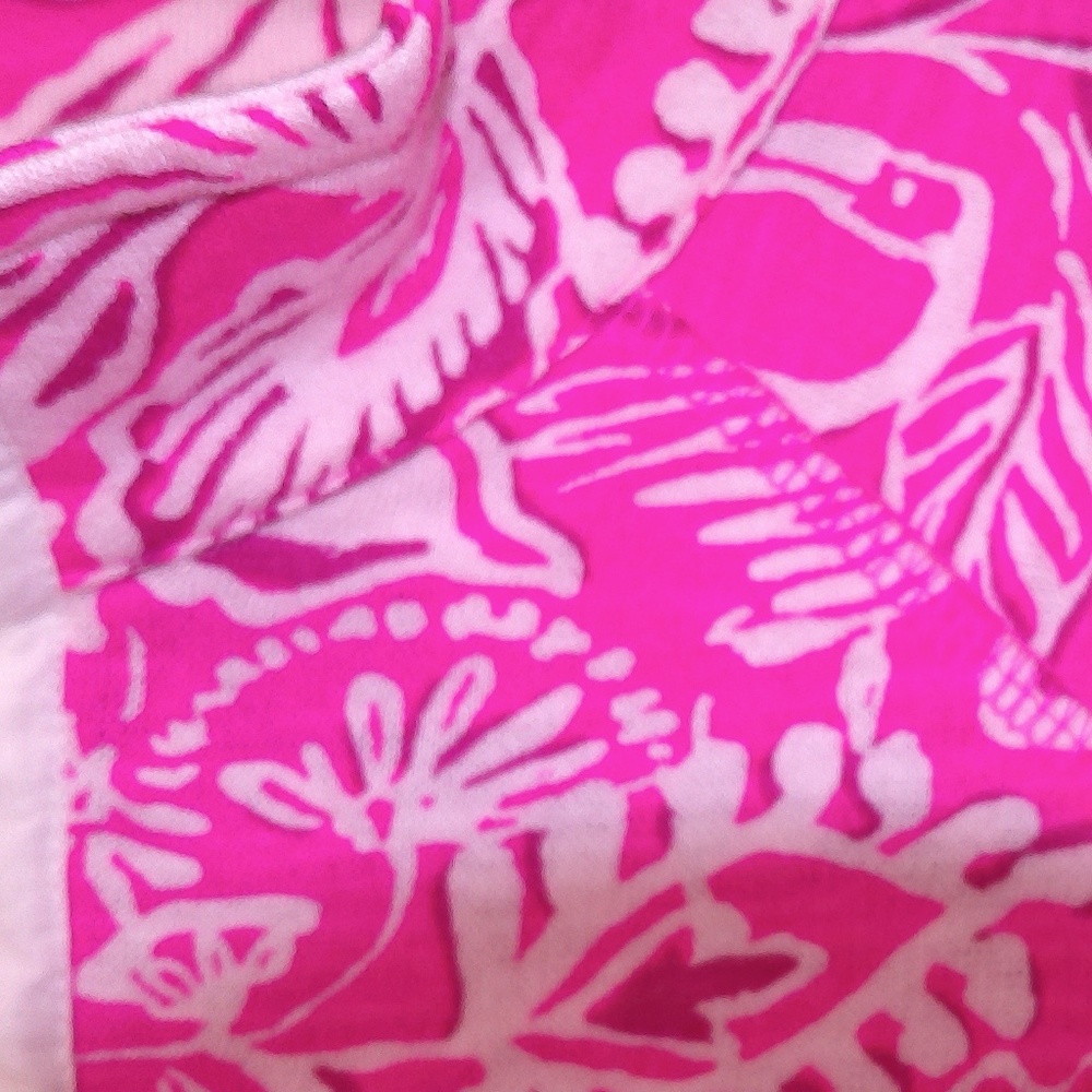 NWOT Lilly Pulitzer Ashley PopOver Half Zip Passion Pink Floral, Cotton Top SzM - Picture 9 of 9